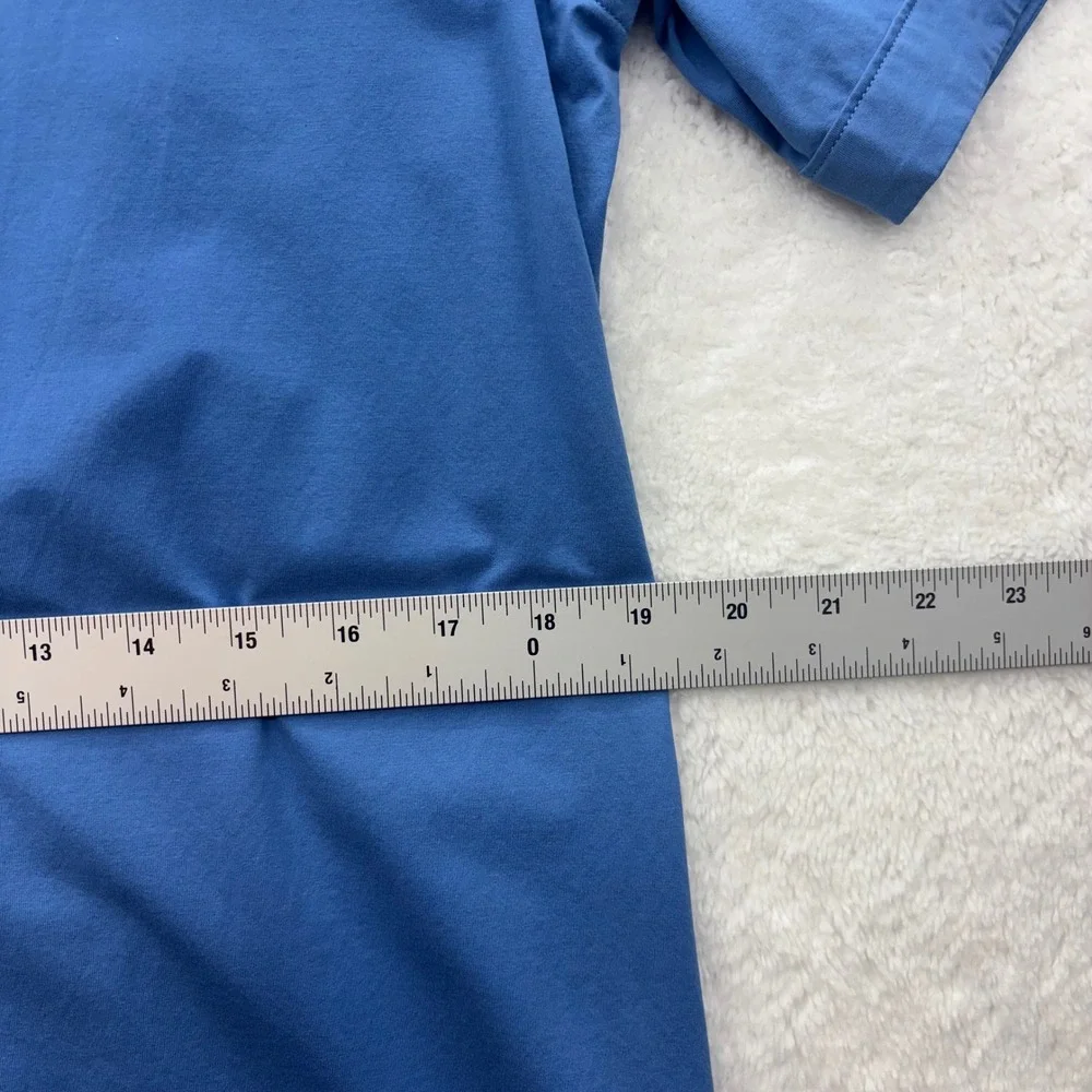 Bugatchi OoohCotton Tech Mens Short Sleeve Button Down Shirt Blue Size M Stretch